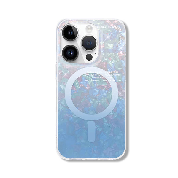 shell phone cases with magsafe Oceanic Opulence | Blue Pearl Bling Sparkle MagSafe Case