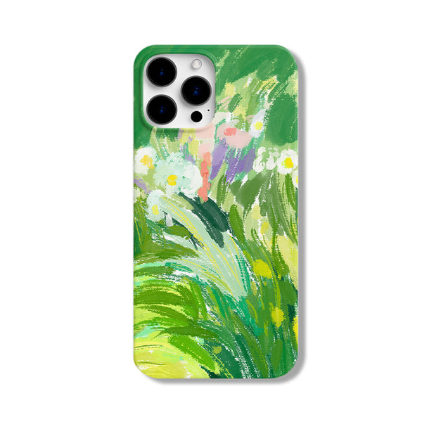 dark green phone case Iridescent Bloom | Green Abstract Artwork Spring Case