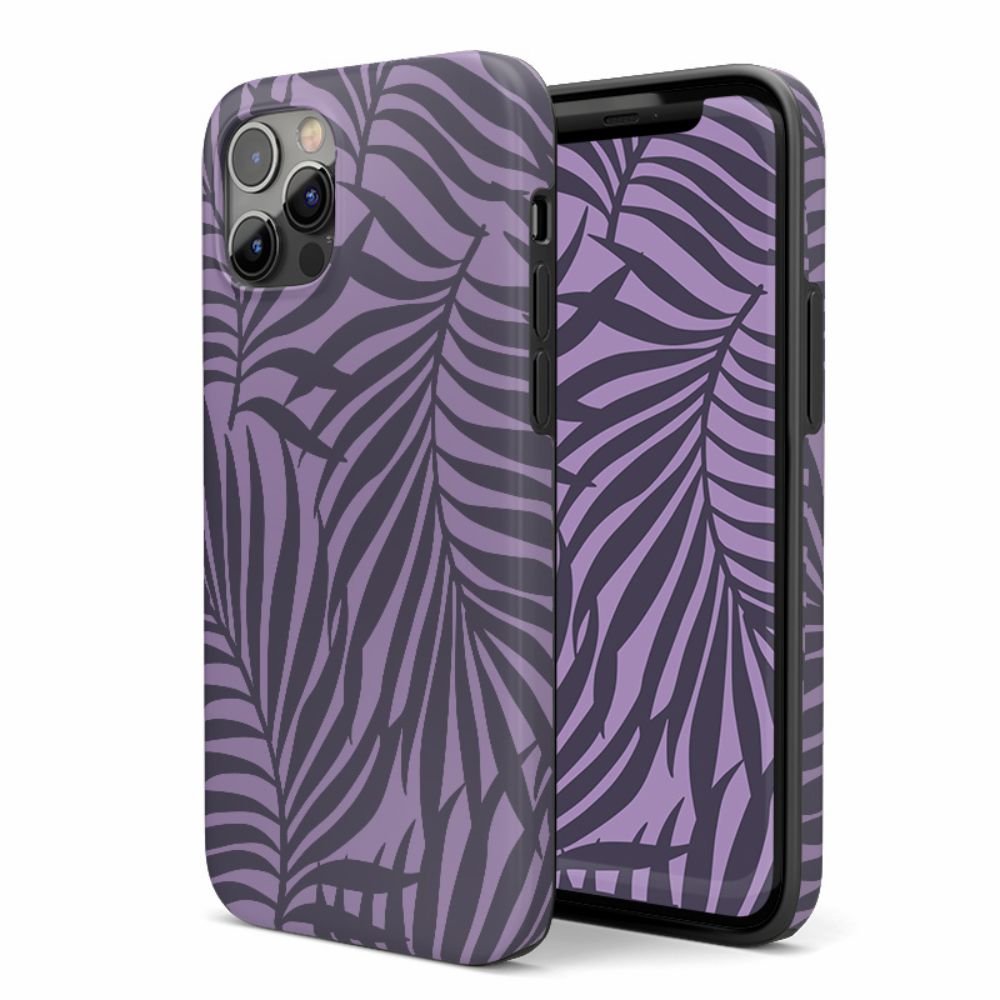 iPhone 15 Pro 11 tough apple 13 14 Phone case max phonecase cover purple palm leaves Purple Palm Leaves Casenique®