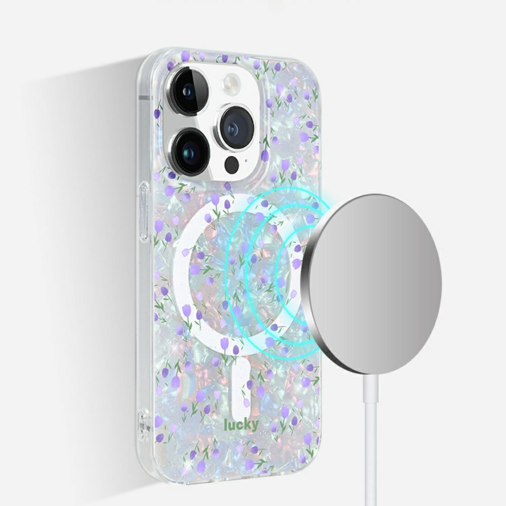 purple flower phone case Disco Glam | Glitter Twinkle Magnetic Bling Shell Case