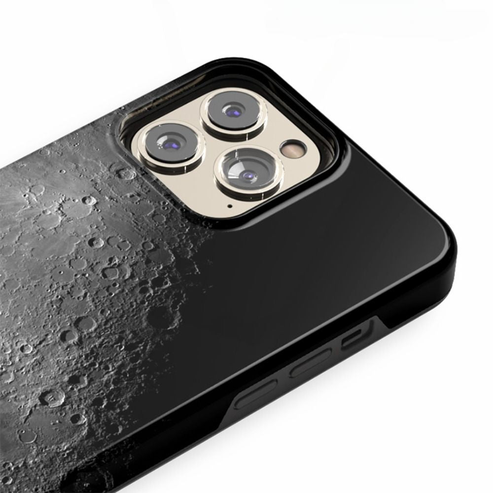 graphic phone case Lunar Essence | Minimal Moon Science Gray Case