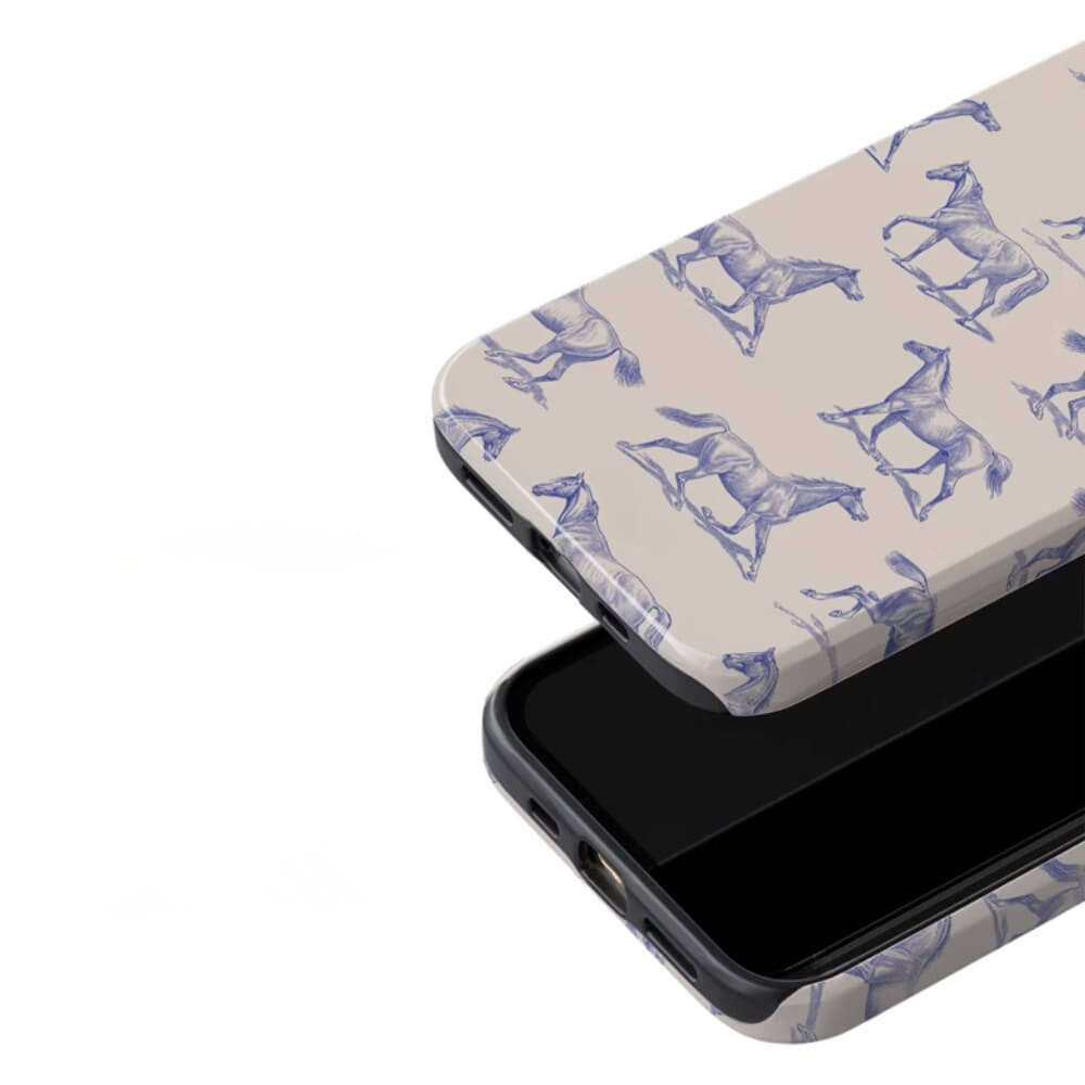 Horse Blue iphone case casenique Retro Equine | Horse Blue Graphic Aesthetic Case