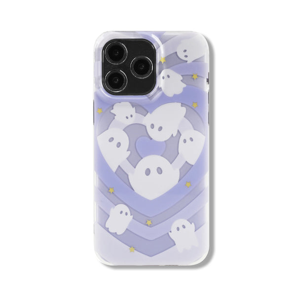 lonely ghost phone case Spooky Elegance | Purple Holographic Heart Bumper Case