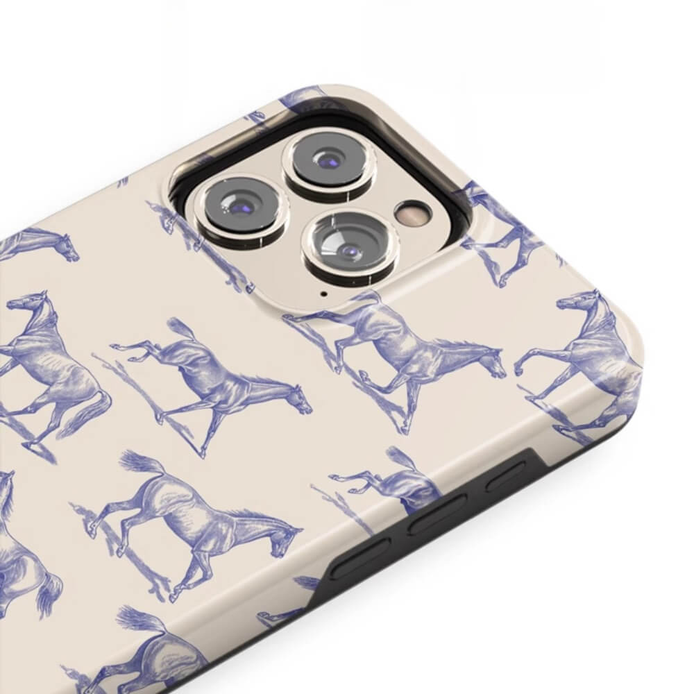 Horse Blue iphone case casenique Retro Equine | Horse Blue Graphic Aesthetic Case