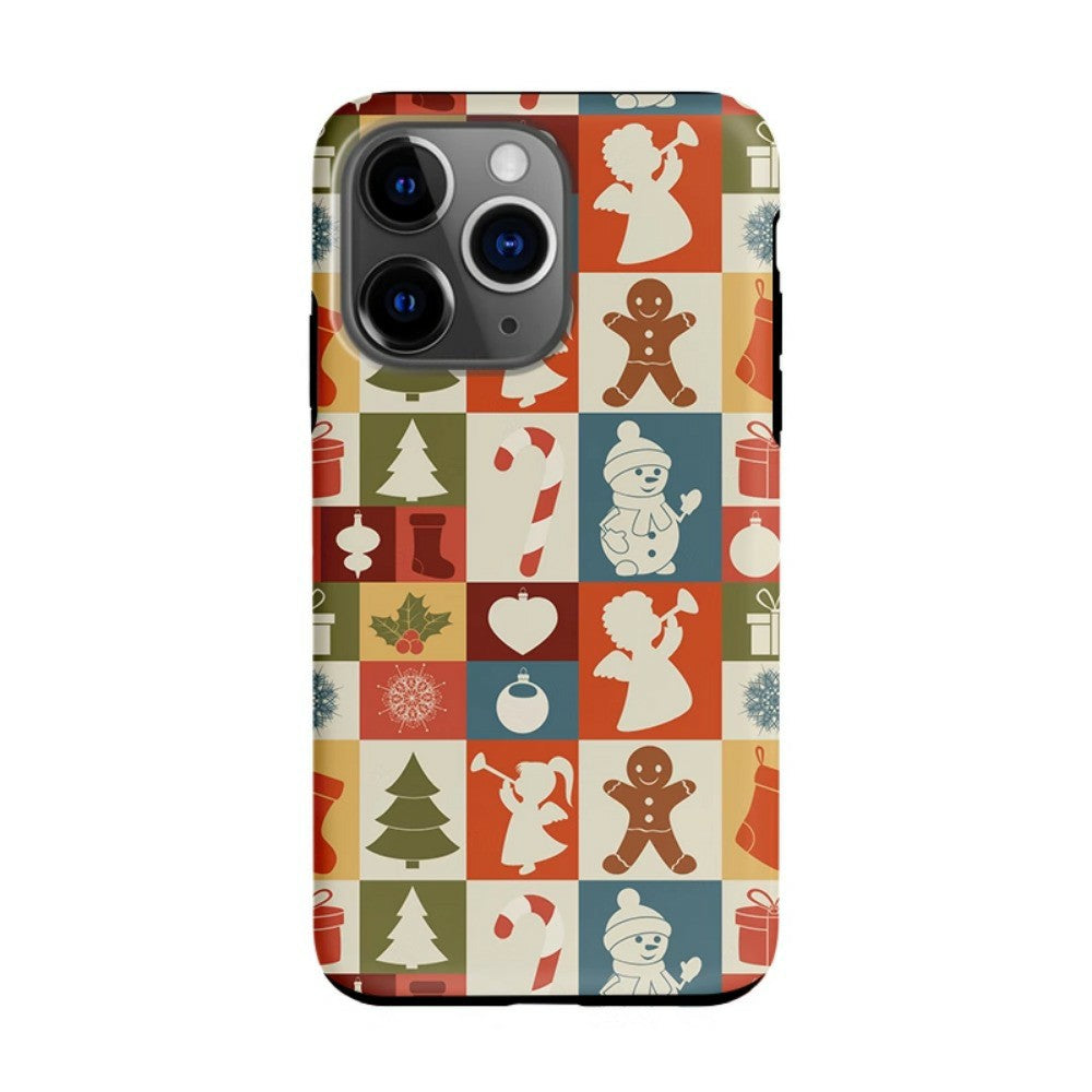 Holiday phone cases casenique Festive Delight | Christmas Holiday Stickered Square Snowman Case