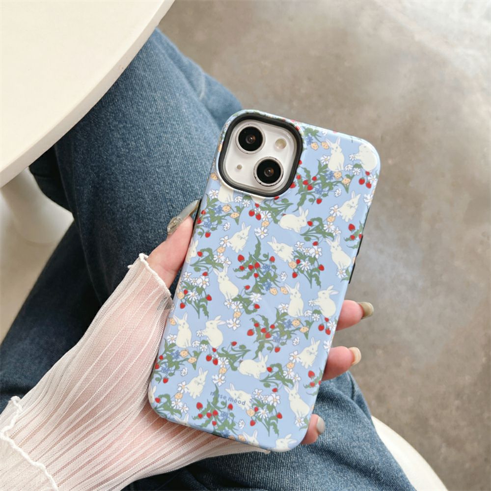 aesthetic iPhone case apple 15 14 13 12 11 Pro max Wireless 5G Rabbits and Flowers Casenique®