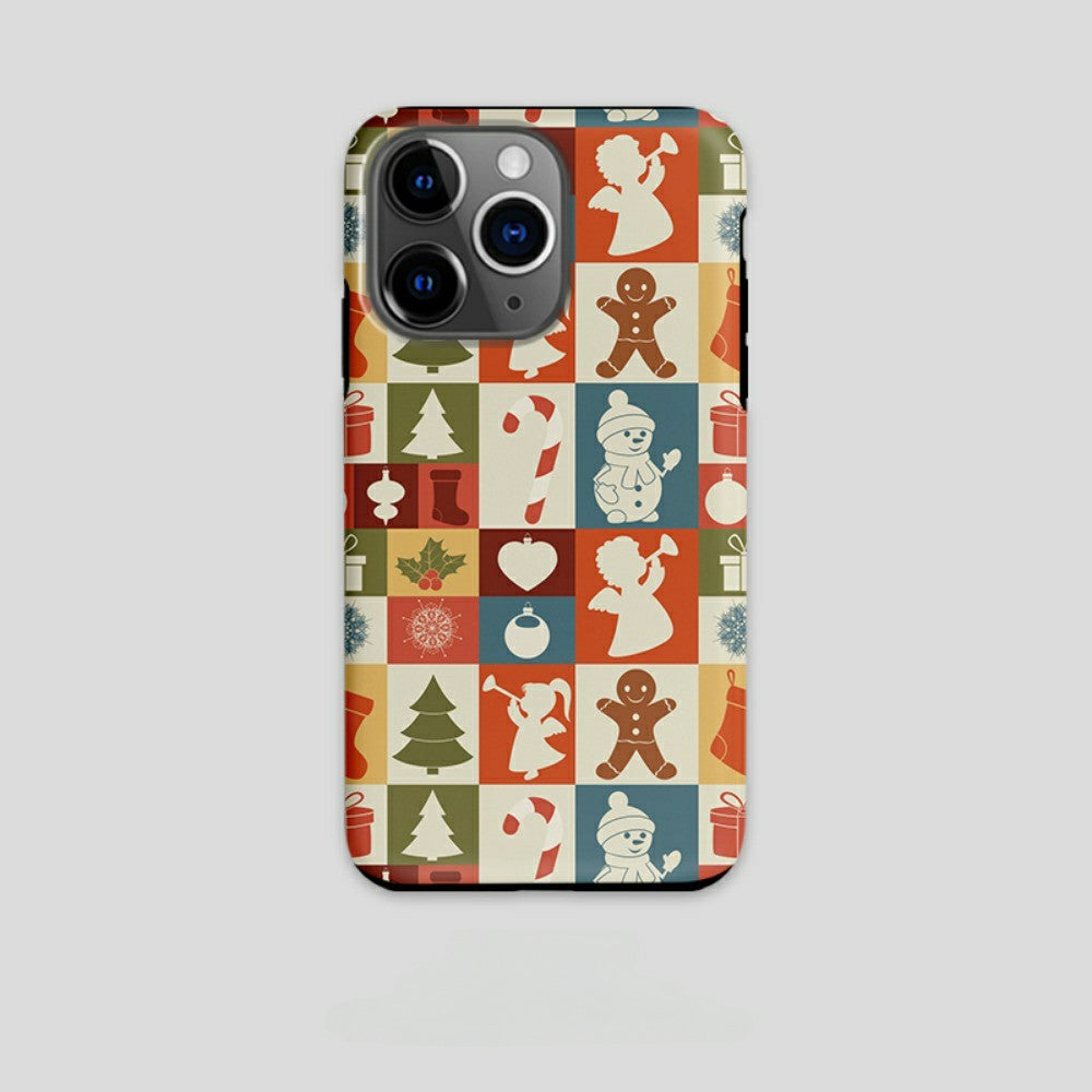 Holiday phone cases casenique Festive Delight | Christmas Holiday Stickered Square Snowman Case