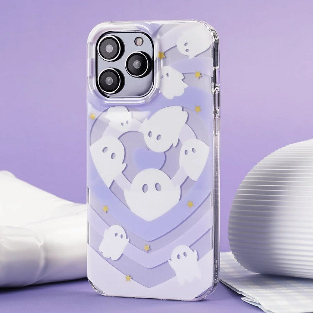 lonely ghost phone case Spooky Elegance | Purple Holographic Heart Bumper Case