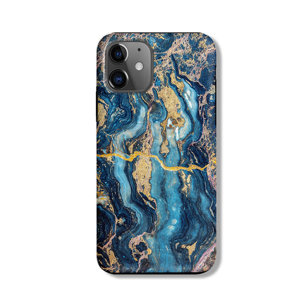 teal phone case Gemstone Elegance | Blue Marble Turquoise Gold Case