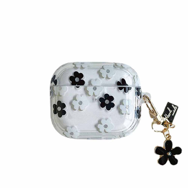 airpods bluetooth Magsafe pro 1 2 3 electric battery Small Black and White Flowers Casenique®