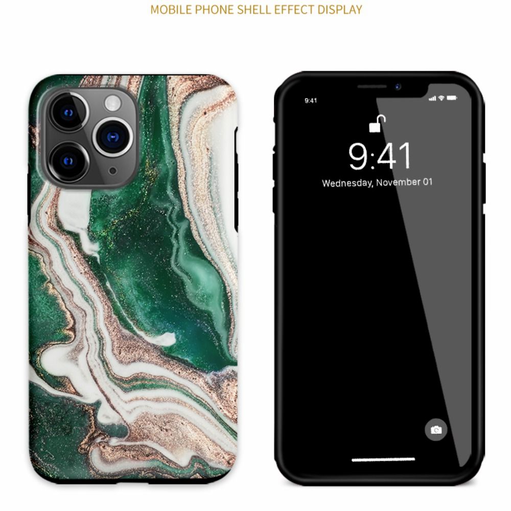 swirl phone case Luxe Quicksand | Green Marble Dual-Layer Luxury Case