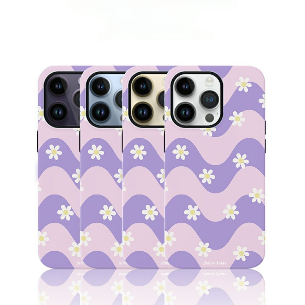 purple apple 15 14 13 12 11 Pro max phone case plus ios 17 Purple Daisies Casenique®