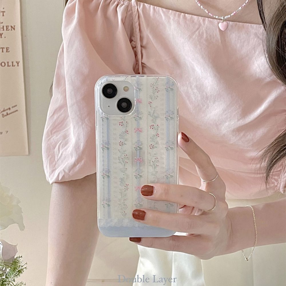 styles trends accessories colorful costumes aesthetic Phone case clear iPhone 15 Small Flowers with Lace Casenique®