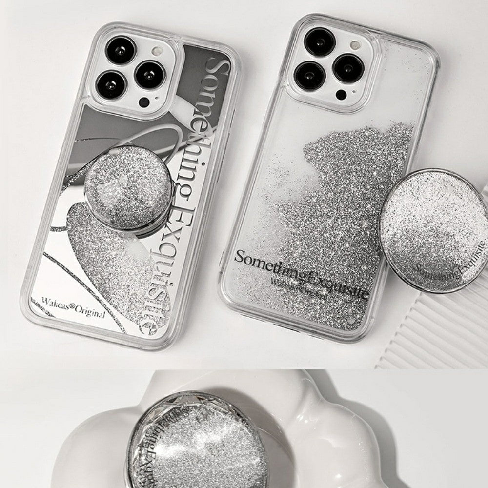 Phone cover iPhone case 15 14 13 12 11 Pro max plus gemstone glitter Quicksand Silver Casenique®