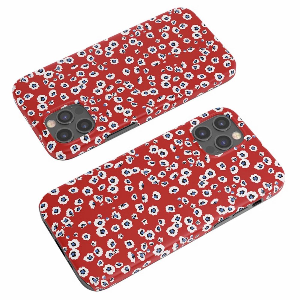 protect apple iPhone tough 13 12 11 Pro red 14 Phone case fit aesthetic max mini Leopard Print Flowers Casenique®