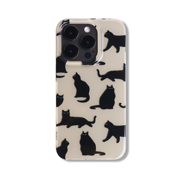 Caseative Cute Curly Wave Frame Shape Shockproof Soft Compatible with iPhone Case (White,iPhone 13 Pro Max) Black Cat Walking At Night Casenique®