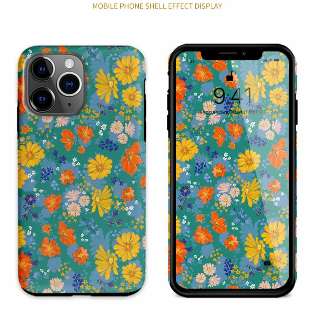 apple iPhone Dual-layer 15 11 13 Pro max visual flowers phone cover Bellis Perennis Casenique®