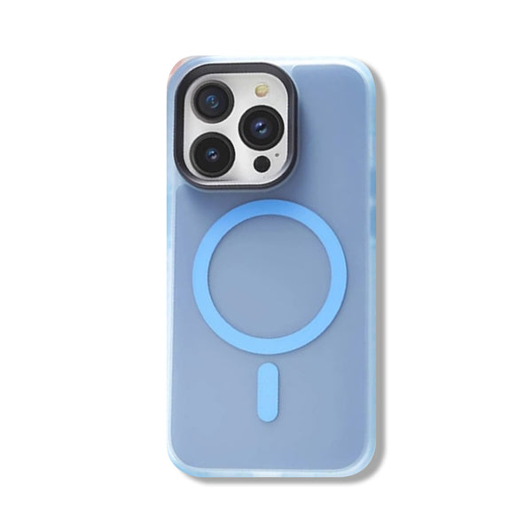 Magnetic Shockproof phone case Crystal Clear Sky | Magnetic Translucent Frosted Blue Case