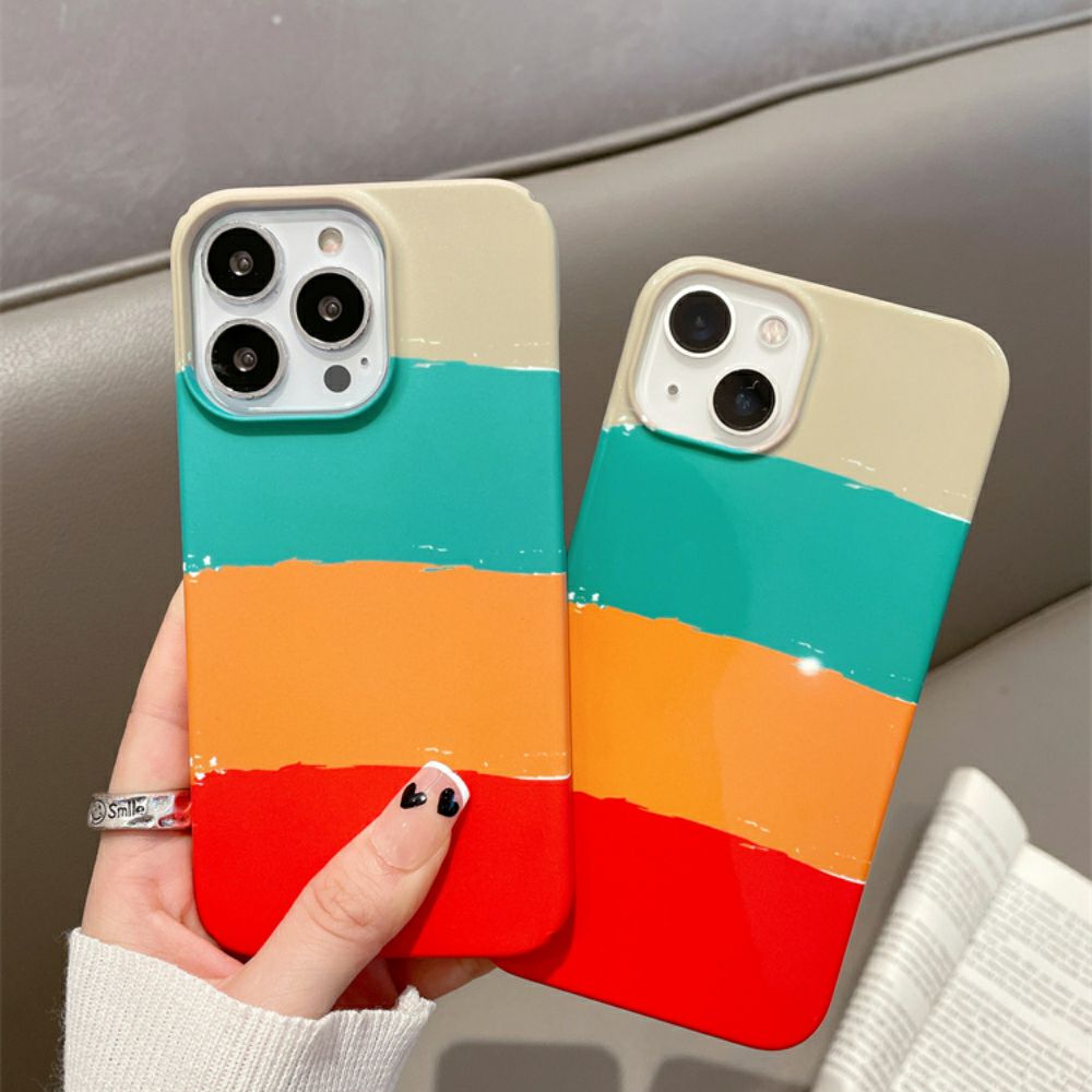 Phone case cover apple iPhone 15 14 13 12 11 Pro max art leather colorful Stripe Stitching Casenique®