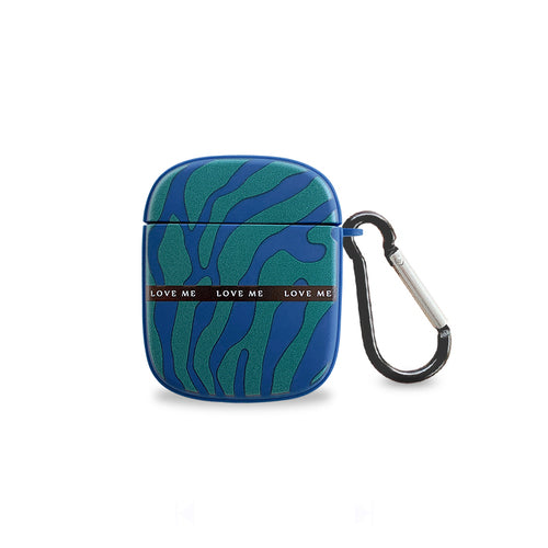 airpods case pro 1 2 3 fit bluetooth sound Blue-green Zebra Casenique®