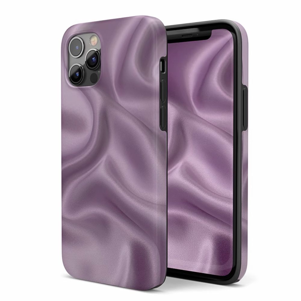 apple iPhone 15 11 tough 13 Pro max visual flowers phone cover purple case Silk Cloth Casenique®