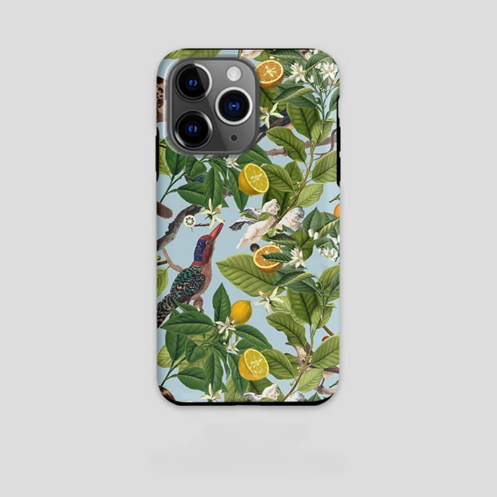 lemon blue phone case Citrus Serenade | Nature Lemon Bird Summer Shockproof Case