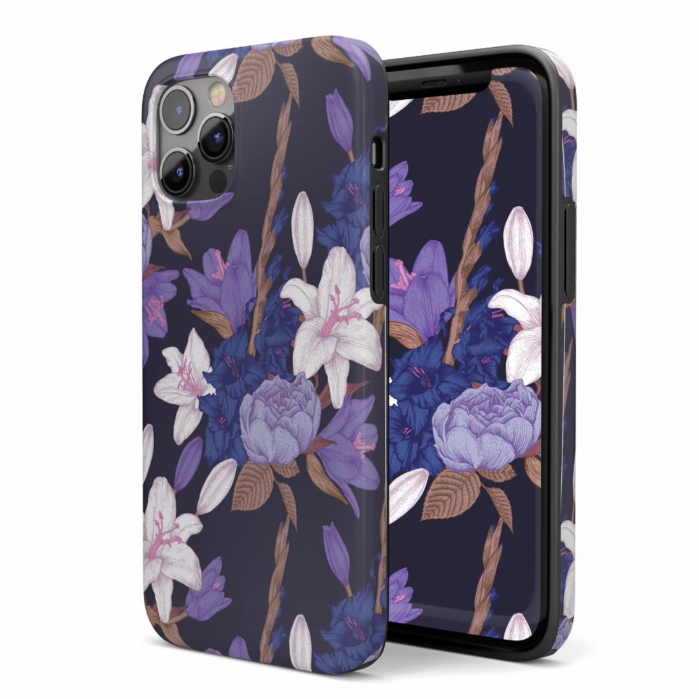 iPhone 15 14 13 art Dual-layer fit Phone case mobile phone accessories purple flowers Purple Flowers Casenique®