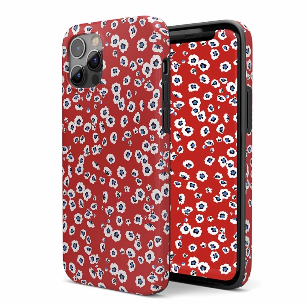 protect apple iPhone tough 13 12 11 Pro red 14 Phone case fit aesthetic max mini Leopard Print Flowers Casenique®