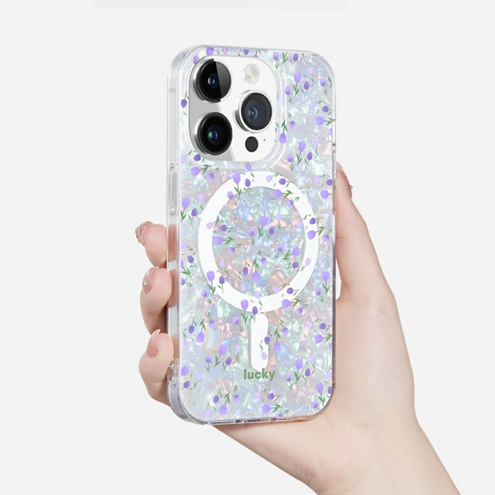 purple flower phone case Disco Glam | Glitter Twinkle Magnetic Bling Shell Case