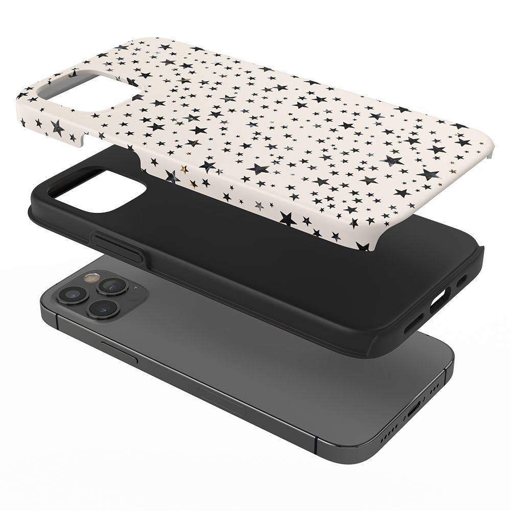 black and white phone case Starry Elegance | Dual-Layer Protective Galaxy Case