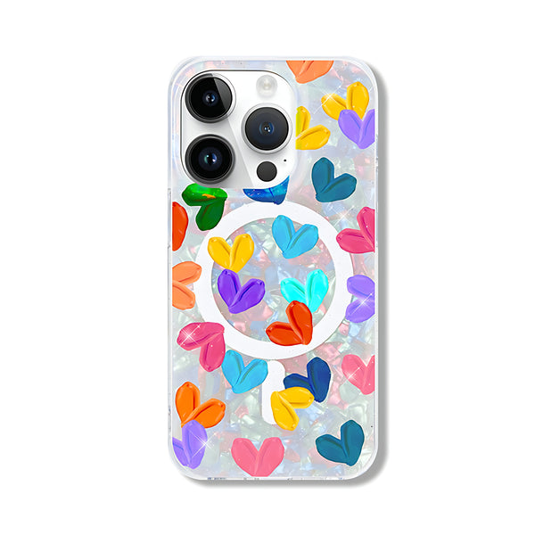 Pastel Love | Magsafe Hearts Abalone Crystal Case