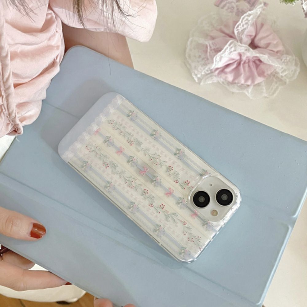 styles trends accessories colorful costumes aesthetic Phone case clear iPhone 15 Small Flowers with Lace Casenique®