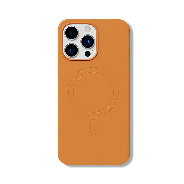 Luxe Fusion | Orange Leather MagSafe Minimalist Chic Case