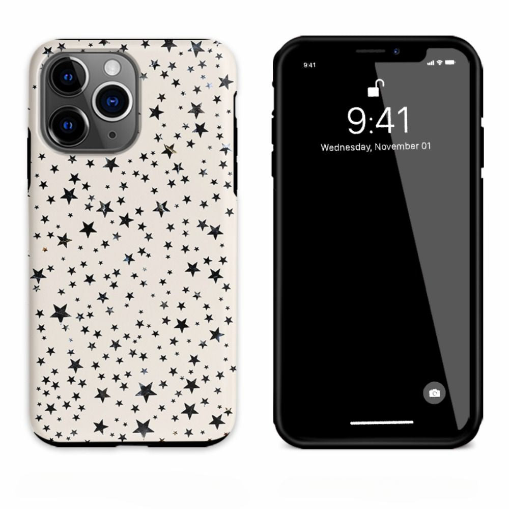 black and white phone case Starry Elegance | Dual-Layer Protective Galaxy Case