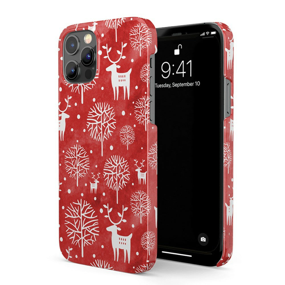 nightmare before christmas phone case Festive Frost | Christmas Red Snowflakes Shockproof Case