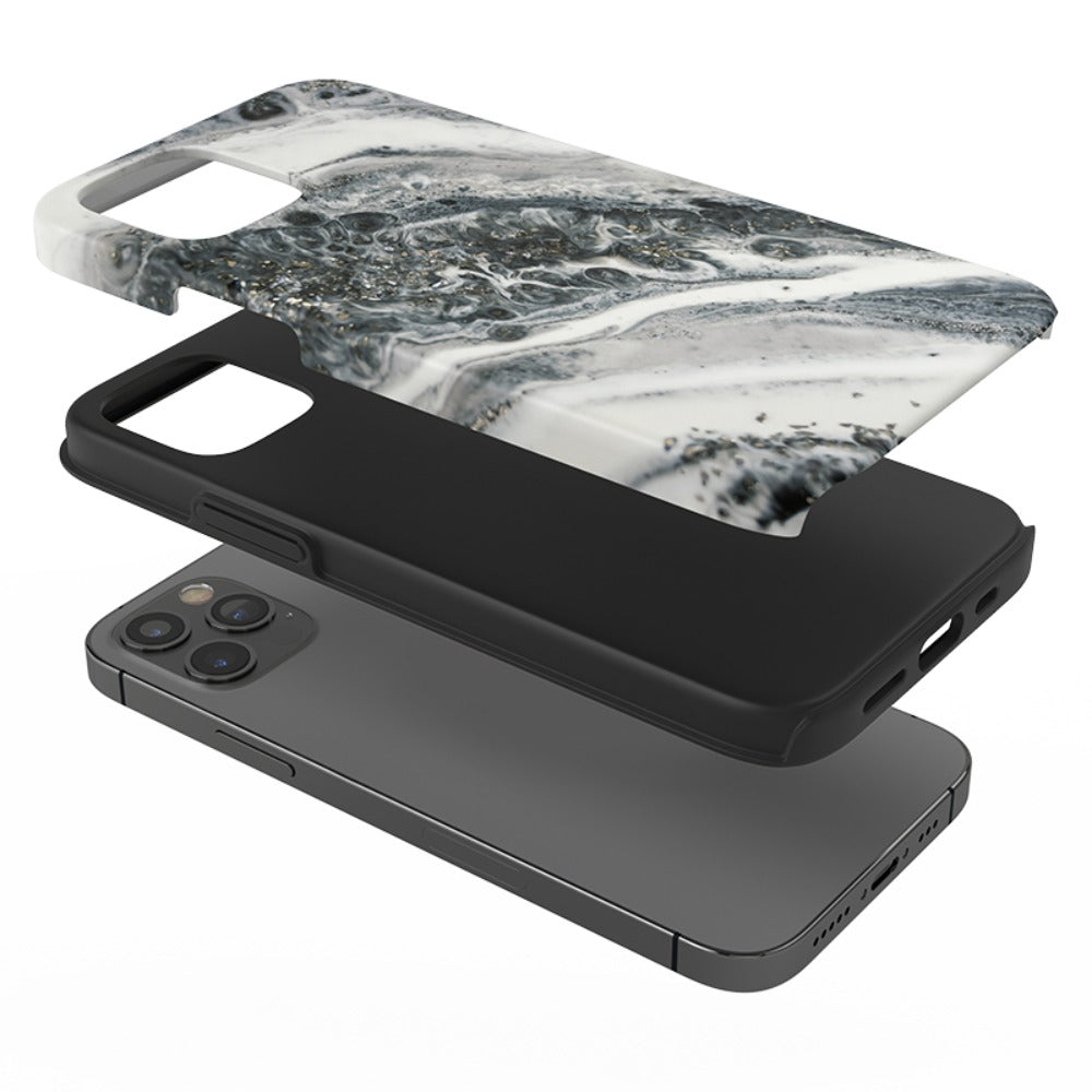 black and white phone case Monochrome Muse | Marble Abstract Black and White Case